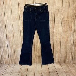 Theory Patch Pocket Dark Wash Flared Denim Jean Women’s Size 29